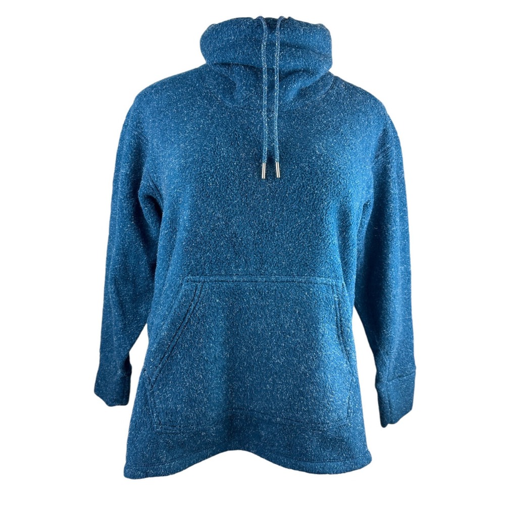 NIKE Fleece Cozy Funnel Cowl Neck Sweatshirt Blue Oversized Pocket Sweater XS - Picture 2 of 16